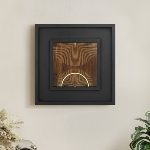 Geometric Waves Wood & Brass Wall Decor